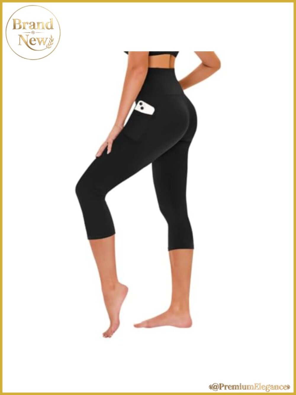 Tummy Control High Waisted Capri Leggings - Soft 4-Way Stretch Yoga Pants with